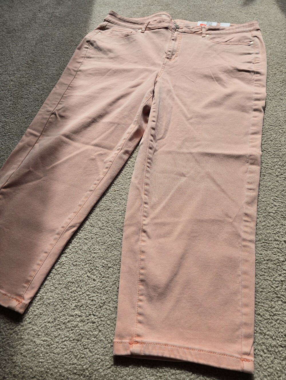 NWT Addition Elle Premium Denim Plus Size 20 Peach Slim Leg Capri Pants